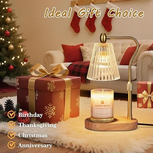 Loowoko Lámpara calentavelas, Candle Warmer lamp con temporizador y regulador de intensidad, altura ajustable, con 2 bombillas, lámpara para velas aromáticas en vidrio, decoración thumbnail 8