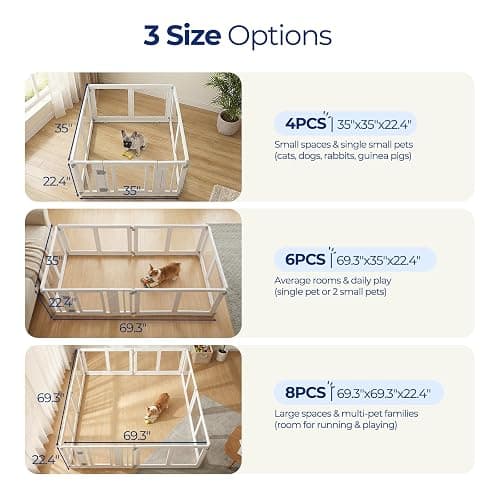 Wagora Clear Acrylic Dog Playpen with Door, Transparent Puppy Playpen for Small and Medium Puppies, Easy Assemble Pet Fence Indoor with Safety Lock (White, 69.3 x 35 x 22.4 Inch) thumbnail 5