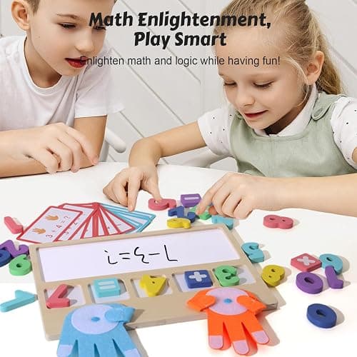 Montessori Math Board Toy - Double-Sided Finger Counting & Number Tracing Board Number Blocks, Wooden Math Manipulatives for Kids Ages 3-6, Preschool Classroom Homeschool Educational Games thumbnail 2