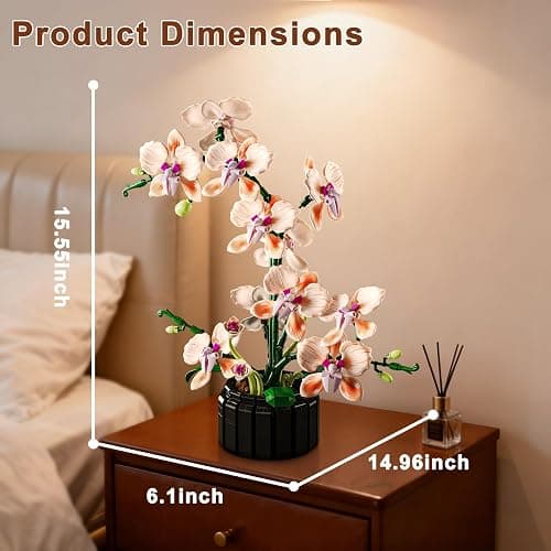 Lodikisbay Orchid Flower Building Set, Botanical Collection Flower Building Block Set, Compatible with Lego Flowers, Artificial Flowers Plant Gifts for Adults Home and Office Desk Decor (866PCS) thumbnail 3