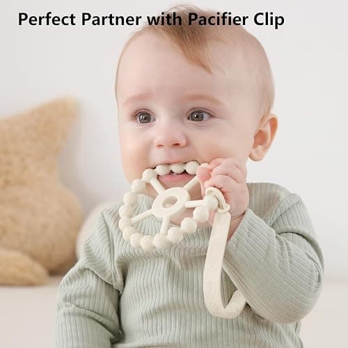 3 Pack Ring Teether Baby Infant Toys, Baby Essentials, Silicone Teething Ring Toys for Babies 0-6 Months, Seposeve Toddler Teethers 6-12 Months 12-24 Months, Infant Teething Relief, Purple Pink White thumbnail 6