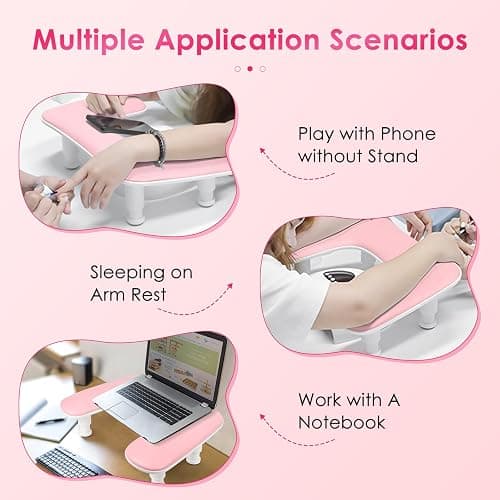 Manicure Arm Rest for Nails Tech: U-shaped Adjustable Nail Armrest - Pink PU Leather Hand Stand Rest for Manicurists thumbnail 3