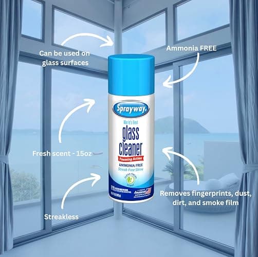 Sprayway Glass Cleaner Foaming Aerosol Spray, 15oz, Pack of 6 | Ammonia-Free, Streakless, Fast-Acting | Cleans & Polishes Glass Surfaces | Fresh Scent, Removes Fingerprints, Dust, Dirt, Smoke Film thumbnail 3