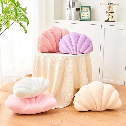 Uvvyui White Shell Pillow, Seashell Decorative Throw Pillow Beach Pillow, Soft Velvet Shell Shaped Pillow Room Decor, 13" Seashell Throw Pillow Ocean Pillow Stylish Cushion thumbnail 3