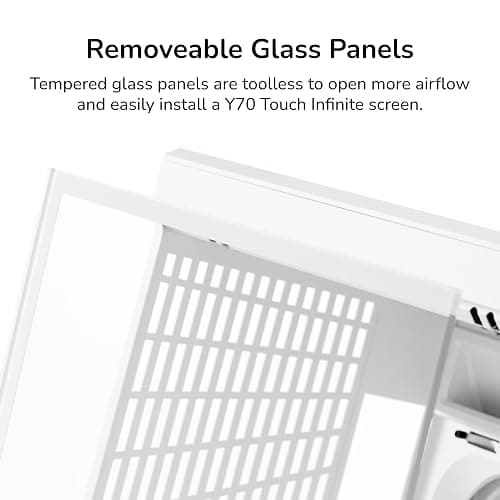 Hyte Y70 Modern Aesthetic Gaming PC Case - Panoramic Glass | High-Airflow Design | Cable Management | Dual Chamber ATX Mid-Tower Chassis | 10 Fan Capacity | Luxury PCIe 4.0 Riser Cable - Snow White thumbnail 8