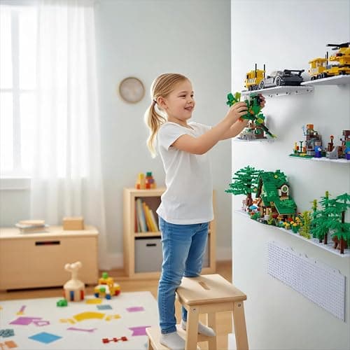 LRANFOW 6 Floating Shelves for Wall Display Compatible with Lego Building Bricks, 4.9mm16x13 Studs for Toy Brick Storage and Display, Dual‑Sided Display Shelf for Room Decor thumbnail 5