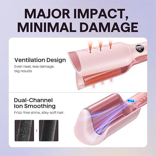 Wavytalk Power Wave Hair Crimper, Ionic Hair Waver for Less Heat Damage | Beach Waves Curling Wand, Crimping Iron, Ventilation Design for Less Damage, Ionic Reduces Frizz, Dual Voltage Curling Iron thumbnail 4