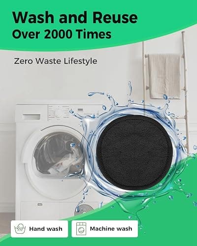 ProCIV Reusable Makeup Remover Pads - 25 Pack Washable Organic Cotton Rounds for All Skin Types & Toner with Laundry Bag, Eco Friendly Zero Waste Reusable Cotton Pads Travel Gadgets (Black) thumbnail 4