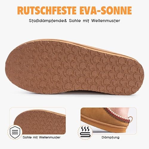FITORY Damen Hausschuhe aus Wildleder，Flache Mini-Booties mit Fell，Lässige und bequeme Damenschuhe für den Winter thumbnail 5