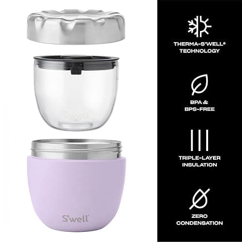 S'well Eats Stainless Steel Food Bowls, 21.5oz, Lilac, Triple-Layered Vacuum-Insulated Containers Keeps Food Cold for 11 Hours and Hot for 7 hours, Condensation Free, BPA Free thumbnail 4