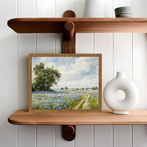 Framed Vintage Canvas Wall Art, Country Landscape Wildflower Field Wall Decor Paintings, Rustic Nature Pictures Prints Home Decor for Living Room Bedroom Bathroom Farmhouse 8x10 inch thumbnail 8