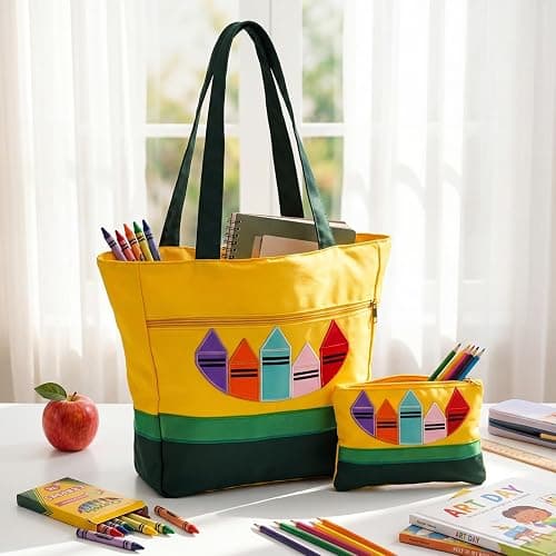 SilTriangle 2 Pcs Teacher Appreciation Week Gift Bags Nylon Crayon Tote Bag Makeup Bag Thank You Teacher End of Year Graduation Gift Back to School Tote Bags with Internal Compartments and Zipper thumbnail 7