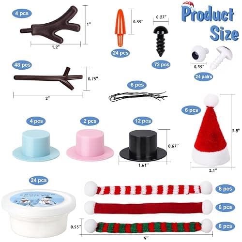 BANBBUR 24 Pack Stocking Stuffers for Kids,Christmas Crafts for Kids Bulk,Build a Snowman Kit,DIY Snowman Crafts Modeling Clay,Christmas Stocking Stuffers Gifts Activities for Boys Girls thumbnail 3
