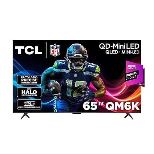 TCL 65-Inch Class QM6K Series QD-Mini LED 4K UHD Google Smart TV Best Value Mini-LED TV - QLED, 144hz, 288hz Gaming Rate, High Contrast Screen, Onkyo Audio, Dolby Atmos (65QM6K, 2025 Model)