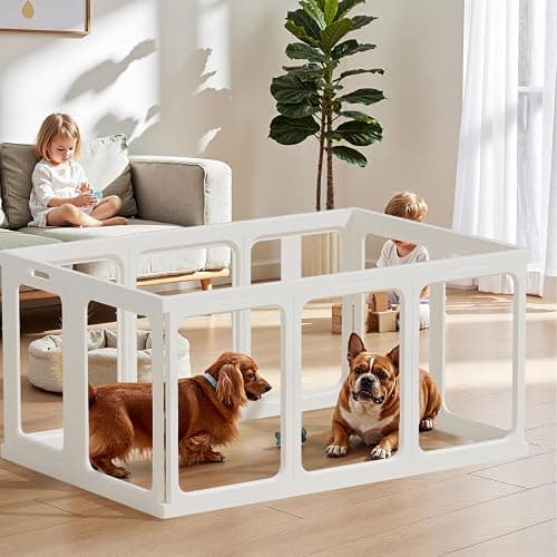 Gardner Pet Clear Acrylic Dog Playpen, 24" H 10 Planes Transparent Dog Fence Indoor, Sturdy Pet Pen for Puppy/Small Dog/Rabbit/Cat/Pig, Easy Assemble & Cleaning Plastic Whelping Box Enclosure, White thumbnail 8
