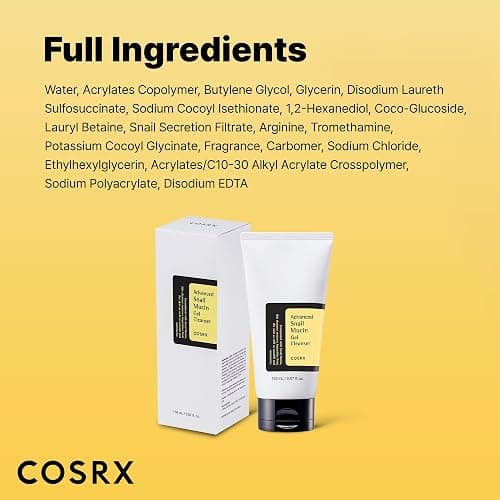 COSRX Advanced Snail Mucin Gel Cleanser, 5.07 Fl Oz / 150 mL, Rich Daily Deep Cleansing Gel for Dry & Sensitive Skin, Korean Skin Care, Not Tested on Animals, No Parabens, Stocking Stuffers thumbnail 10