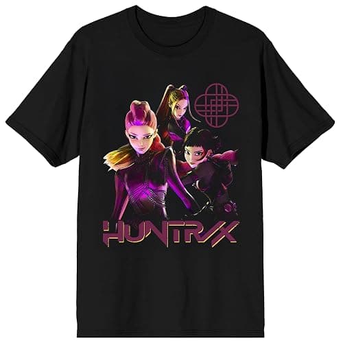 Kpop Demon Hunters Huntrix Stronger Together Adult Black Crew Neck Short Sleeve T-Shirt - Image 1