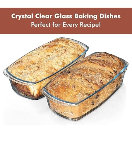 Razab LARGE 7.6 Cups/1800 ML/1.9 Qt Glass Loaf Pan with Lids (Set of 2) - Meatloaf Pan BPA free Airtight Lids Grip Handle Easy Carry, Microwave and Oven Safe - Loaf Pans For Baking Bread, Cakes thumbnail 8