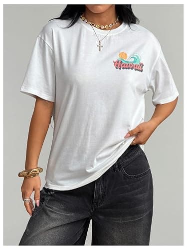SOLY HUX Women's Tropical Graphic Tees Hawaiian Beach T Shirts | Summer Tshirt Tops for Teens, Short Sleeve, Crewneck, Vacation Clothes thumbnail 2