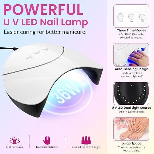 VANREESA 42 Pcs Gel Nail Polish Kit with U V Light 24 Popular Colors Gel Polish Nail Kit Green Blue Purple Pink Orange Complete Nail Kit with Manicure Tools Gifts for Women Girls thumbnail 4