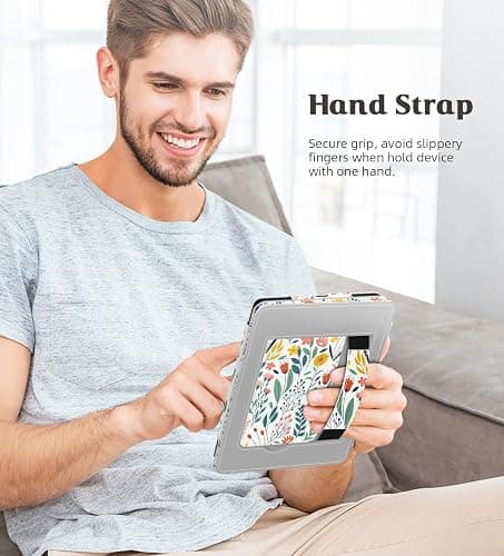 MoKo Case for 7"/6.8" Kindle Paperwhite(12th/11th Generation-2024/2021) and Kindle Colorsoft Signature Edition, Slim PU Shell Cover Case with Auto-Wake/Sleep for Kindle Paperwhite 2024, Flowers - Flowers thumbnail 7