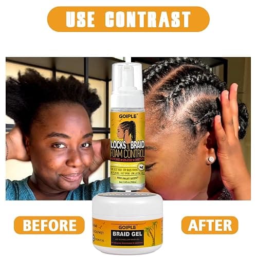 Strong Hold Braid Gel Braid Mousse Tames Frizz Smoothing Gel Good for Twist, Locs, Braids, Cornrows Extra Hold Braiding Gel & Edge Control (Hair Oil Edge Control Hair Combs Hair Bonnet) thumbnail 4