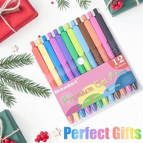 Drawdart Gel Pens 12 Colors Retractable Quick Dry Ink Pens Fine Point 0.7mm, Smoooth Writing Pens Multicolor for Journaling, Drawing, Doodling, and Note Taking, Multicolor, 12-Count thumbnail 8