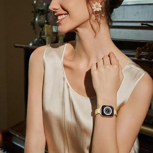 STIROLL Thin Replacement Band Compatible for Apple Watch 38mm 40mm 41mm 42mm(Series 11 10), Stainless Steel Metal Wristband Women Men for iWatch Ultra SE Series 9 8 7 6 5 4 3 2 1, Gold thumbnail 6