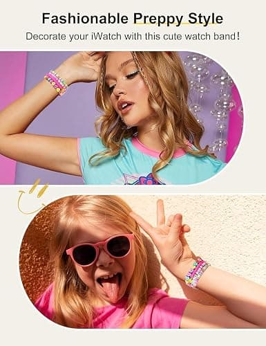 JR.DM Beaded Bracelet Compatible with Apple Watch 40mm 38mm 41mm 42mm Women Kids Girls Cute Fashion Preppy Stack Handmade Elastic Watch Strap for iWatch Series 11/10/9/8/7/SE/6/5/4/3/2/1 (Colorful) thumbnail 5