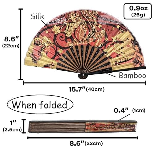 Terra Distribution Folding Fan [Japan Import] Hand Fans for Women Foldable, Japanese Fan, Unique Design, Handmade Bamboo, Silk Fan, 8.6" (22cm), Abanicos de Mano (900 (Dragon, Tiger)) thumbnail 3