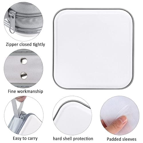 Siveit CD/DVD Cases 40 Capacity Disc Storage Binder for Car(White) | Holders Wallet Hard Plastic CD/DVD Case for Car Home Office Travel thumbnail 3