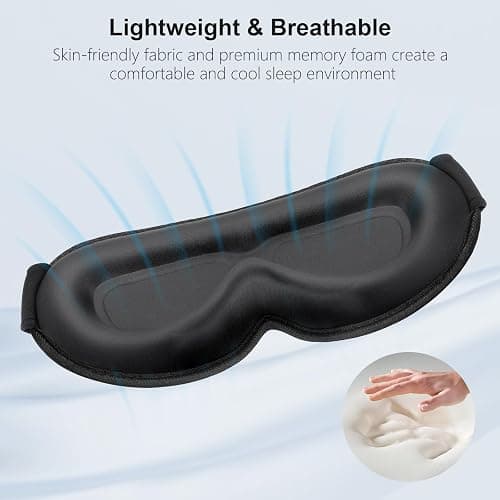 Gritin 100% Blackout Sleep Eye Mask for Women Men, Zero Pressure Sleep Mask | Ergonomic Design 3D Cutout Eye Movement and Eyelash Friendly Night Blindfold, Ultra Soft Comfortable for Sleeping thumbnail 6