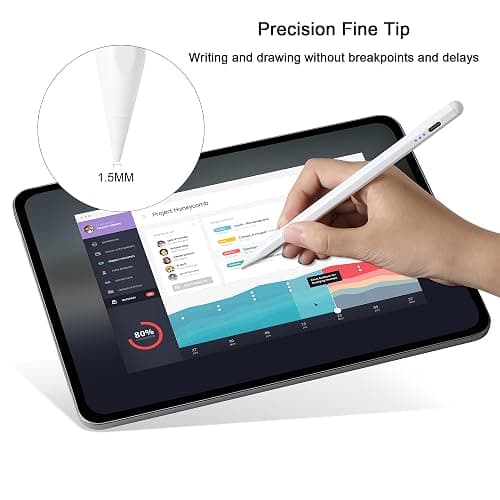 Pencil for Apple, Stylus Pen for iPad A16 11th/10th/9/8/7/6 Generation, iPad Pro M4 13"/11"/12.9", iPad Air M3/M2/5/4/3 Gen, iPad mini A17 Pro 7/6/5, Palm Rejection & Tilt Sensitivity (White) thumbnail 5