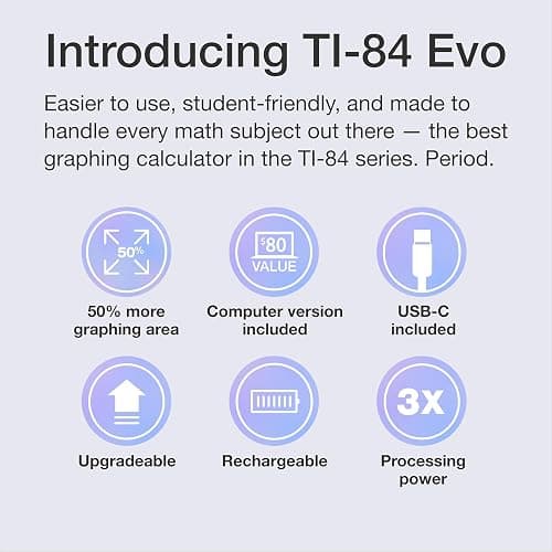 TI-84 Evo Graphing Calculator Texas Instruments, Raspberry | Intuitive Icon-based Homescreen, USB-C Charging, Python Programming, Faster Performance, Bigger Graphs than TI-84 Plus CE thumbnail 3
