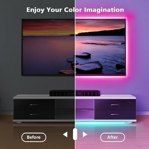 NBBUFF Led Lights for Bedroom 50ft (1 Roll), Color Changing RGB Led Strip Lights with 60 Keys Remote and App Control, Music Sync Led Lights for Room Kitchen Party Home Decor thumbnail 6