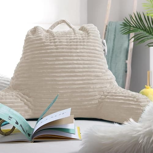 Nestl Reading Pillow with Shredded Memory Foam, Luxe Cut Plush Back Pillow for Sitting Up in Bed, Back and Arms Adjustable Support for Adult & Teens, Backrest Pillows with Washable Cover Linen thumbnail 2