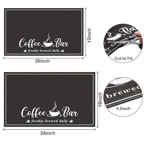 CooRug Absorbent Coffee Mat, Fashion Dish Drying Mat for Kitchen Counter Coffee Bar Accessories Espresso Machine Dish Rack 12" x 20" Black thumbnail 6