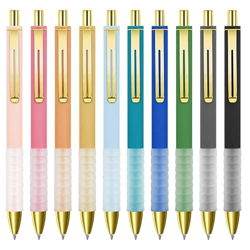 Ballpoint Pens Black Ink,10 PCS 1.0mm Medium Tip Retractable Pen,Long Lasting Smooth Writing Pens with Super Soft Grip,Suitable for Journaling, Take Notes,Gift for Women Men（Multicolor） - Image 1