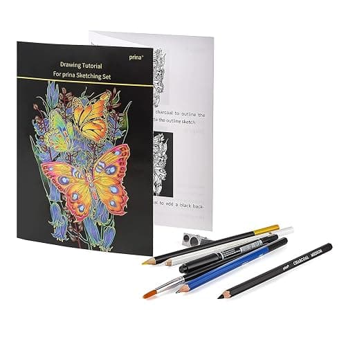 Prina 76 Pack Drawing Set Sketching Kit, Pro Art Supplies with 3-Color Sketchbook, Include Tutorial, Colored, Graphite, Charcoal, Watercolor & Metallic Pencil, for Artists Adults Teens Beginner thumbnail 7