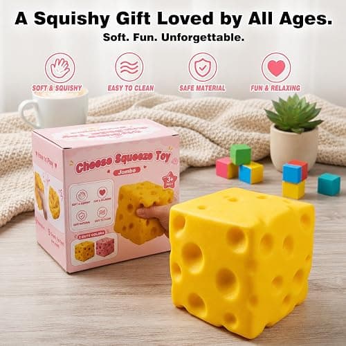 Big Cheese Squishy - 3.93in Jumbo Cheese Block Non-Rebound Giant Cheese | Big Squishy Cheese Stress Ball, Malleability Squeeze Toy, Giant Fidget Sensory Toy for Adults Teens Gifts thumbnail 4