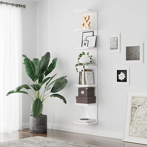 BKALEME 7 Tier Wall Shelf Unit, Floating Shelves for Storage Home Display, Versatile Lack Wall Shelves for Bedroom,Living Room,Office Decor, Tall Long Shelf for Book,Shoe,Vanity, Purse and TV White thumbnail 4