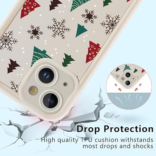 Yomjew 2 Pack Christmas Phone Case for iPhone 14 6.1", Cute Cover with Red Xmas Tree Candy Snowflake Pattern Full Camera Lens Shockproof Soft Silicone Cover for Girl Women thumbnail 5