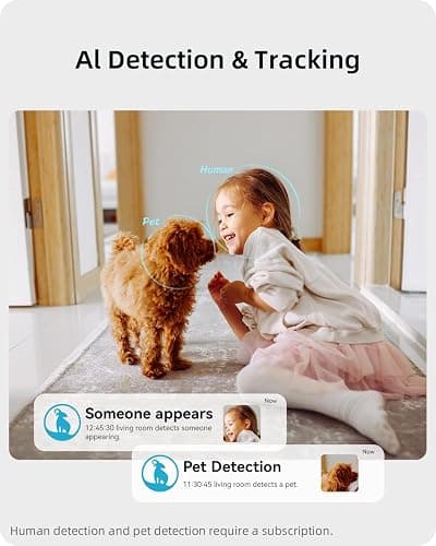 Security Camera 2K, blurams Baby Monitor Dog Camera 360-degree for Home Security w/Smart Motion Tracking, Phone App, IR Night Vision, Siren, Works with Alexa & Google Assistant & IFTTT, 2-Way Audio thumbnail 6