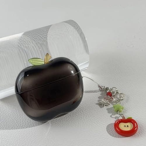 Apple-Shaped Case for Airpods Pro 2/Pro,Transparent TPU Shockproof Protective Cover,Cute Fruit Design Apple Case (Red-Gift Pendant, for AirPods Pro 2) thumbnail 5
