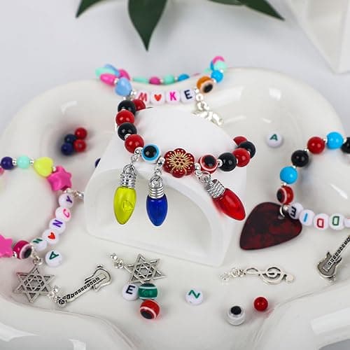 foci cozi Stranger Merch Beads for Bracelets Making Kit, DIY Friendship Bead Bracelet Jewelry Making Kit, Rubber Band Charm Bracelet Making Kit thumbnail 4