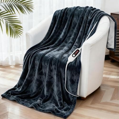 Electric Heated Blanket, Soft Flannel Fabric Heating Blanket with 5-Level Temperature Adjustment Machine Washable ETL Certified Double-Sided Heating thumbnail 2