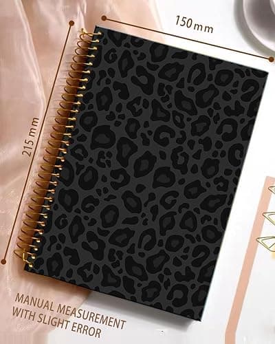 iampanda Spiral Journal Notebook,Strong Twin-Wire Binding with Premium Paper for Girl Women,Cool Cheetah 60 Sheets A5 College Ruled Notebook/Journal,Perfect for School Office Home Gifts,Black Leopard thumbnail 3