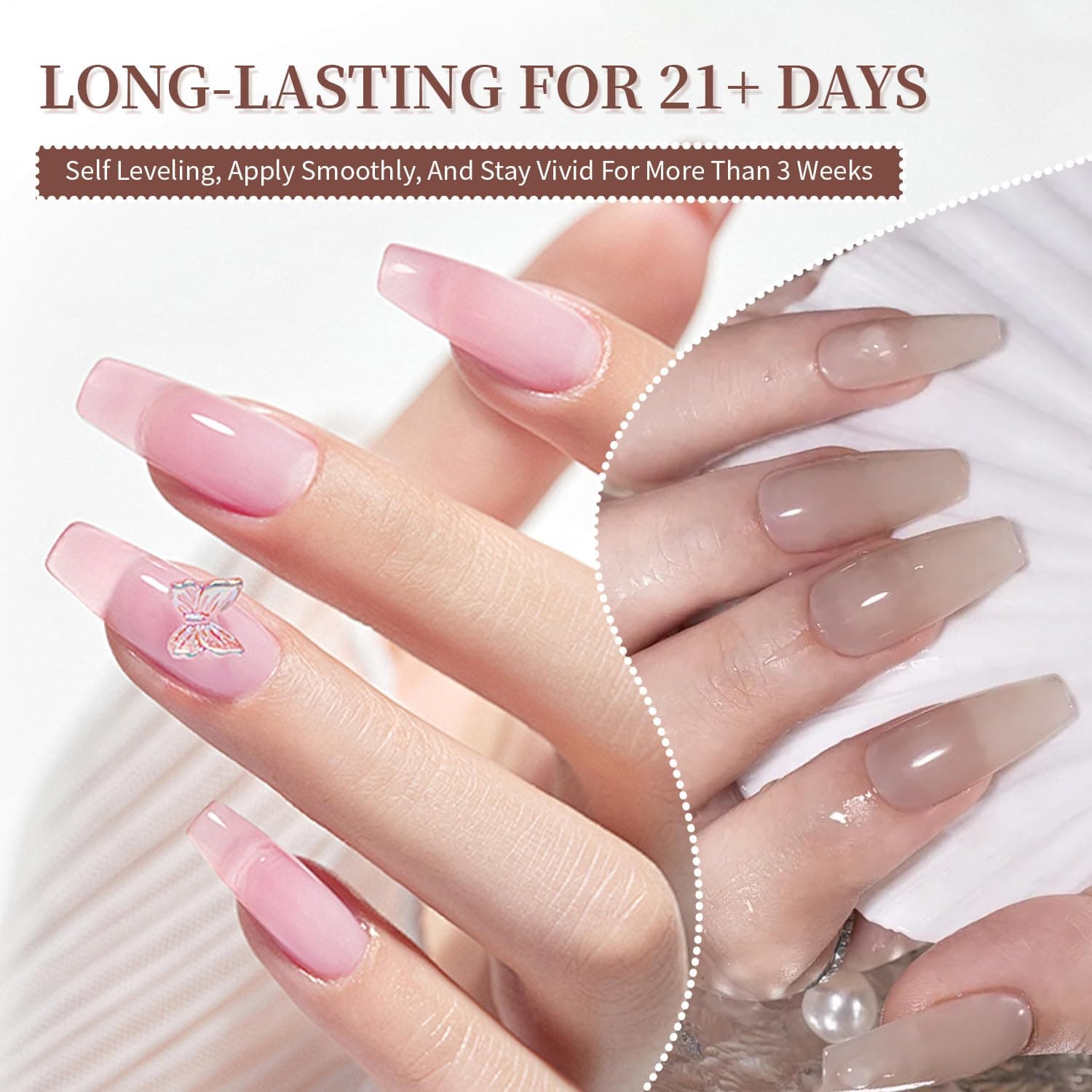 JODSONE 23PCS Gel Nail Polish Set 20 translucent Jelly Color Natural and Elegant Long Lasting Suitable for Home and Salon thumbnail 6