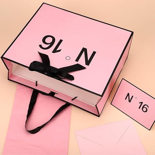 Sweet 16 Birthday Gift Bag with Tissue Paper & Greeting Card for Women Girl | Pink 16th Goodie Bag Birthday Decorations Sweet Sixteen Design 16 Years Old Party Supplies Gift Ideas thumbnail 4