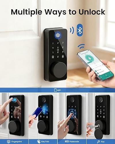 IBLOG Smart Deadbolt Lock, Fingerprint Keyless Entry Door Lock App Control, Electronic Touchscreen Keypad, Auto Locking, IP54 Weatherproof, Easy Install Digital Deadbolt for Front Door thumbnail 4